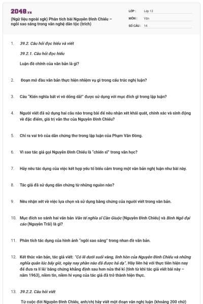 (Ngữ liệu ngoài sgk) Phân tích bài Nguyễn Đình Chiểu – ngôi sao sáng trong văn nghệ dân tộc (trích)