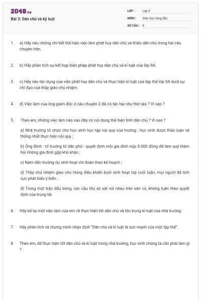 Bài 3: Dân chủ và kỷ luật