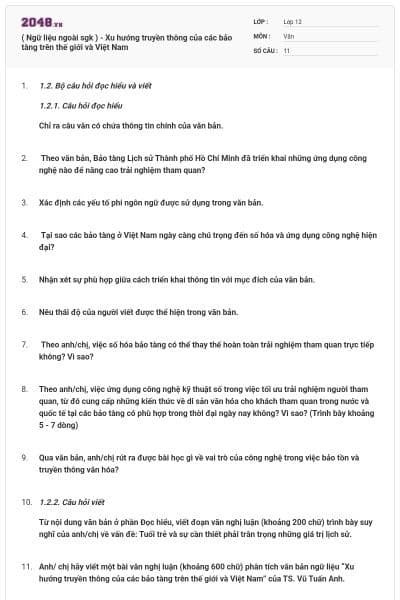 ( Ngữ liệu ngoài sgk )  - Xu hướng truyền thông của các bảo tàng trên thế giới và Việt Nam