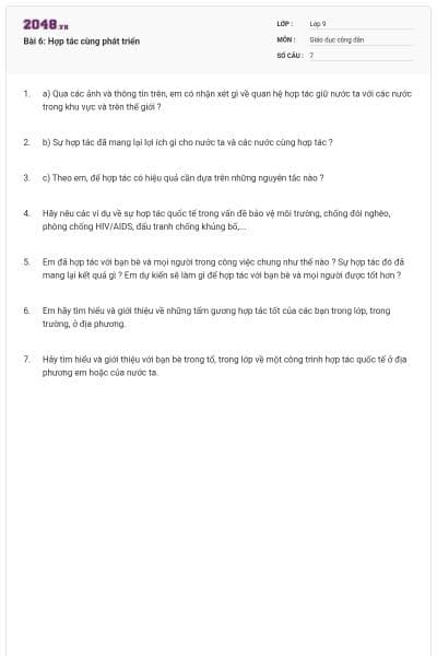 Bài 6: Hợp tác cùng phát triển