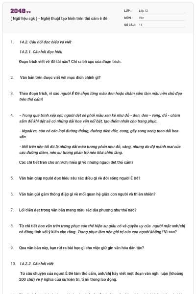 ( Ngữ liệu sgk ) - Nghệ thuật tạo hình trên thổ cẩm ê đê