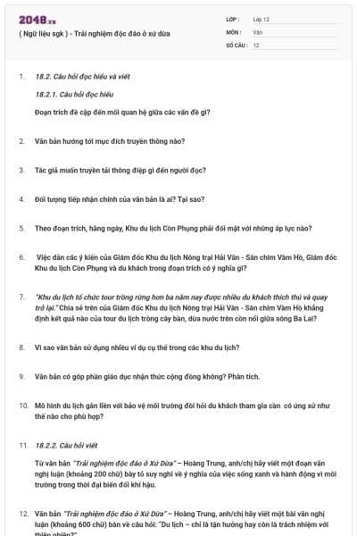 ( Ngữ liệu sgk ) - Trải nghiệm độc đáo ở xứ dừa