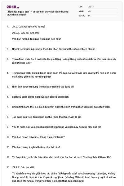 ( Ngữ liệu ngoài sgk ) -  Vì sao nên thay đổi cách thưởng thức thiên nhiên?