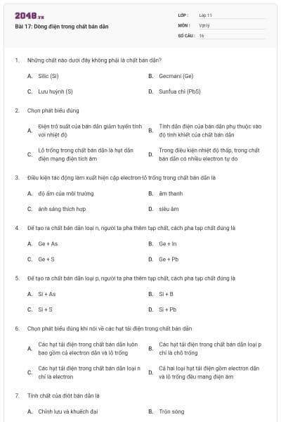 Bài 17: Dòng điện trong chất bán dẫn