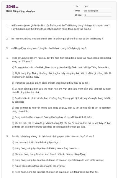 Bài 8: Năng động, sáng tạo