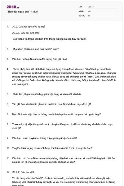 ( Ngữ liệu ngoài sgk ) - Muối