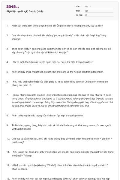 (Ngữ liệu ngoài sgk) Ga xép (trích)