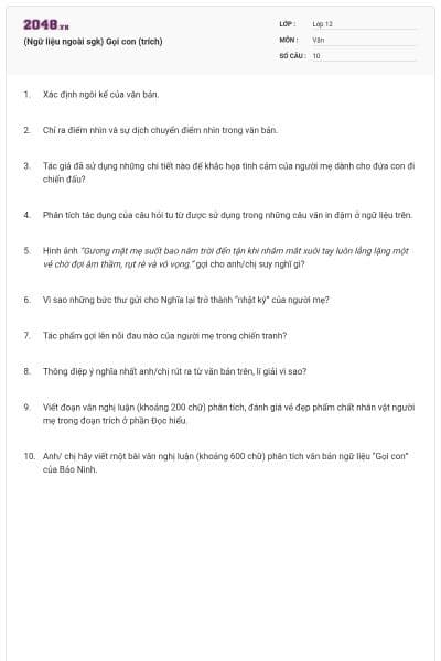 (Ngữ liệu ngoài sgk) Gọi con (trích)