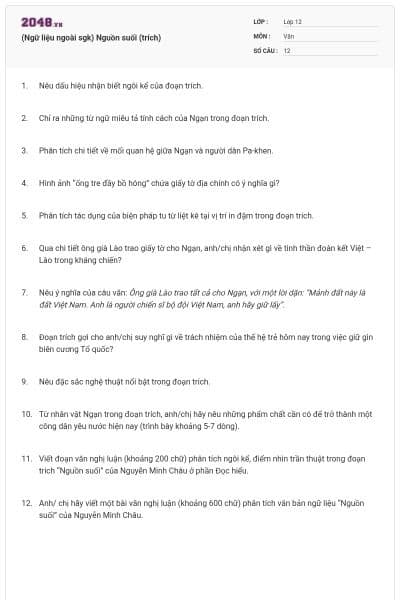 (Ngữ liệu ngoài sgk) Nguồn suối (trích)