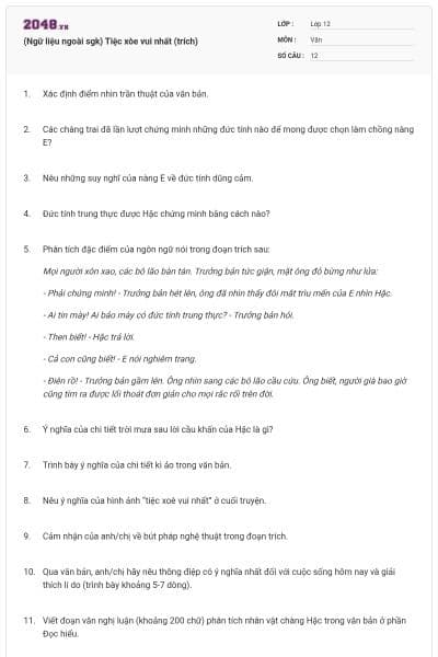 (Ngữ liệu ngoài sgk) Tiệc xòe vui nhất (trích)