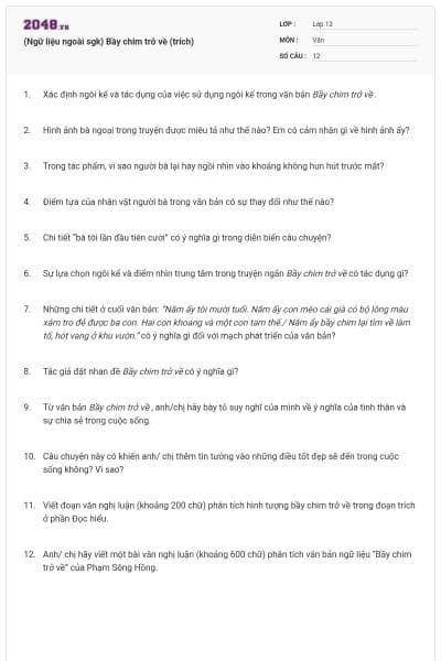 (Ngữ liệu ngoài sgk) Bầy chim trở về (trích)