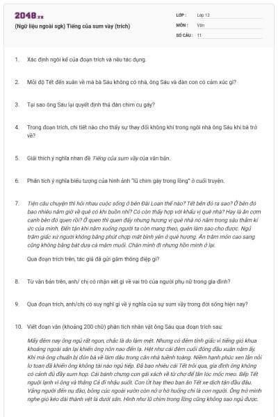 (Ngữ liệu ngoài sgk) Tiếng của sum vầy (trích)