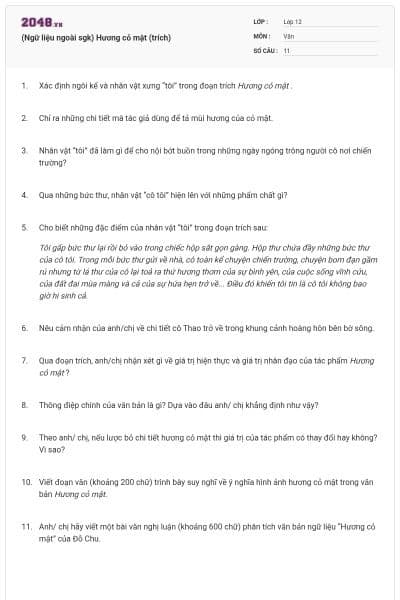 (Ngữ liệu ngoài sgk) Hương cỏ mật (trích)