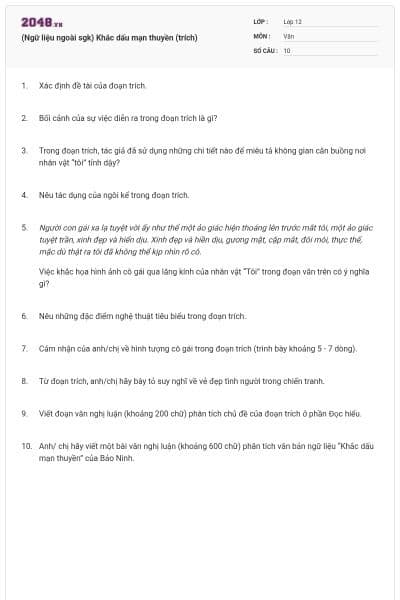 (Ngữ liệu ngoài sgk) Khắc dấu mạn thuyền (trích)