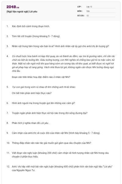 (Ngữ liệu ngoài sgk) Lời yêu