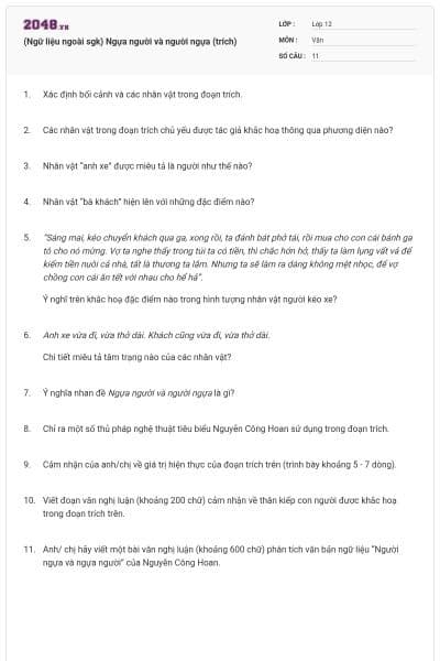 (Ngữ liệu ngoài sgk) Ngựa người và người ngựa (trích)