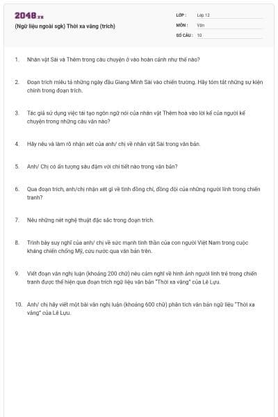 (Ngữ liệu ngoài sgk) Thời xa vắng (trích)