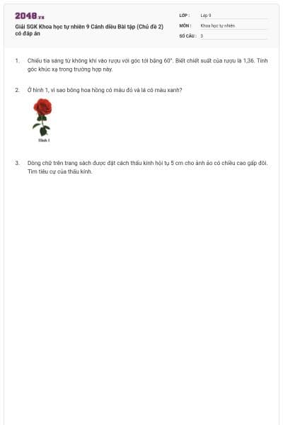 Giải SGK Khoa học tự nhiên 9 Cánh diều Bài tập (Chủ đề 2) có đáp án