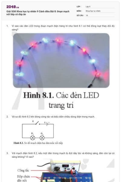 Giải SGK Khoa học tự nhiên 9 Cánh diều Bài 8: Đoạn mạch nối tiếp có đáp án