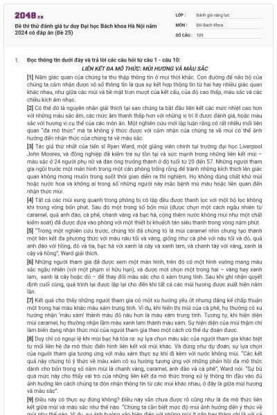 Đề thi thử đánh giá tư duy Đại học Bách khoa Hà Nội năm 2024 có đáp án (Đề 25)