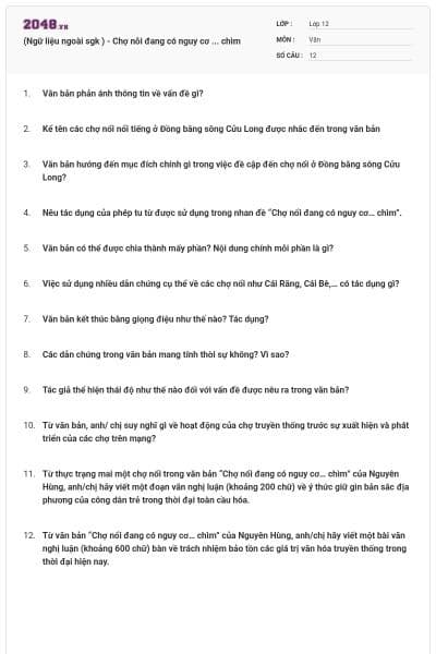 (Ngữ liệu ngoài sgk ) - Chợ nỗi đang có nguy cơ ... chìm