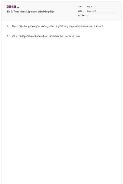 Bài 6: Thực hành: Lắp mạch điện bảng điện