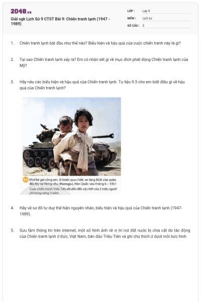 Giải sgk Lịch Sử 9 CTST Bài 9: Chiến tranh lạnh (1947 - 1989)