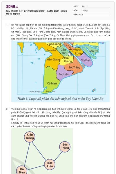 Giải chuyên đề Tin 12 Cánh diều Bài 1: Đồ thị, phân loại đồ thị có đáp án