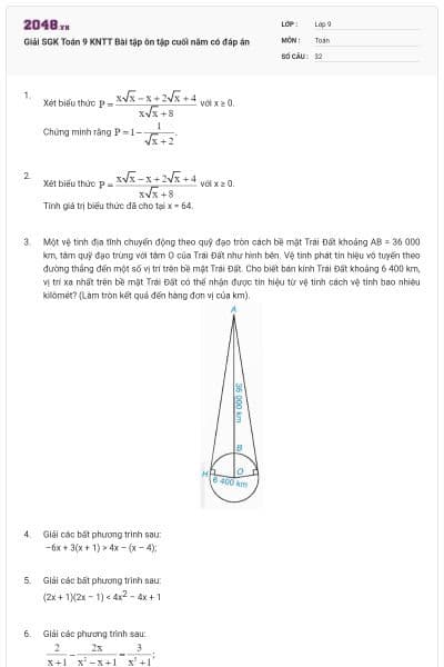 Giải SGK Toán 9 KNTT Bài tập ôn tập cuối năm có đáp án