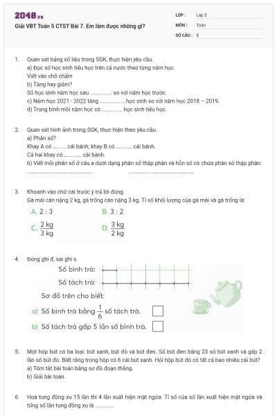 Giải VBT Toán 5 CTST Bài 7. Em làm được những gì?