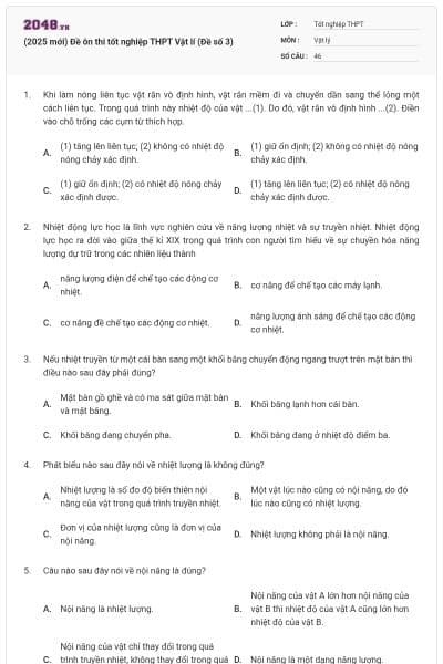 (2025 mới) Đề ôn thi tốt nghiệp THPT Vật lí (Đề số 3)