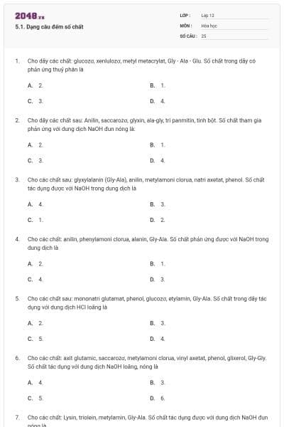 5.1. Dạng câu đếm số chất