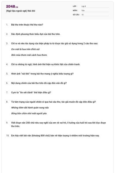 (Ngữ liệu ngoài sgk) Núi đôi