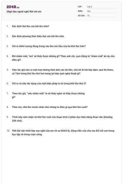 (Ngữ liệu ngoài sgk) Nói với em