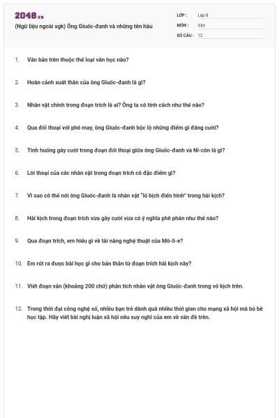 (Ngữ liệu ngoài sgk) Ông Giuốc-đanh và những tên hầu