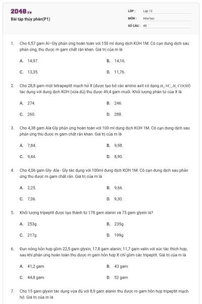 Bài tập thủy phân(P1)