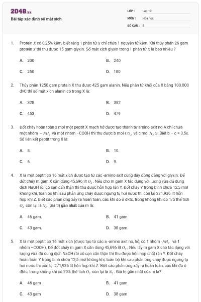 Bài tập xác định số mắt xích