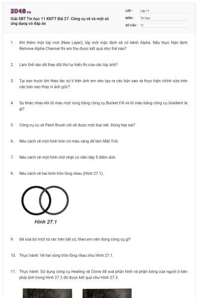 Giải SBT Tin học 11 KNTT Bài 27. Công cụ vẽ và một số ứng dụng có đáp án
