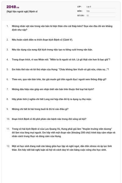 (Ngữ liệu ngoài sgk) Bệnh sĩ