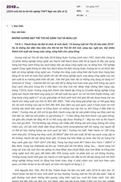 (2025 mới) Đề ôn thi tốt nghiệp THPT Ngữ văn (Đề số 3)