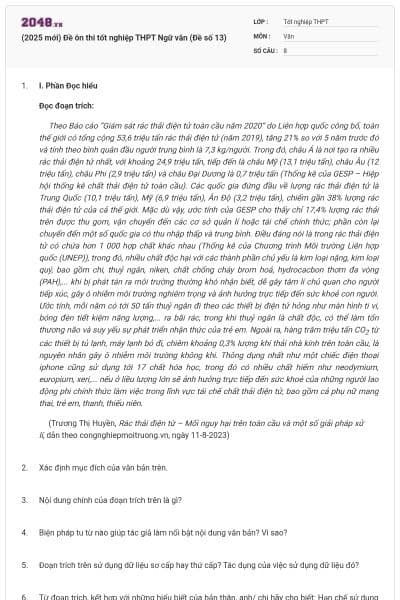 (2025 mới) Đề ôn thi tốt nghiệp THPT Ngữ văn (Đề số 13)