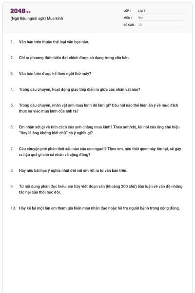 (Ngữ liệu ngoài sgk) Mua kính