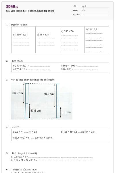 Giải VBT Toán 5 KNTT Bài 24. Luyện tập chung