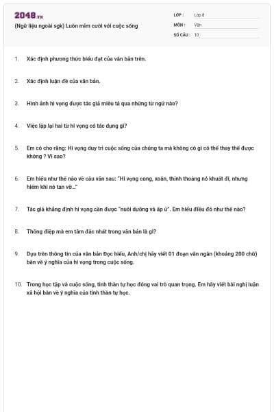 (Ngữ liệu ngoài sgk) Luôn mỉm cười với cuộc sống