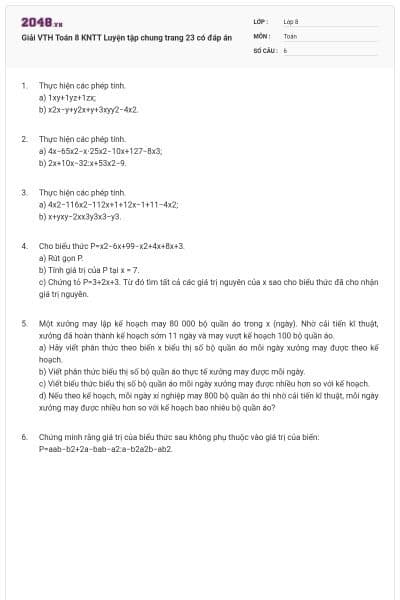 Giải VTH Toán 8 KNTT Luyện tập chung trang 23 có đáp án