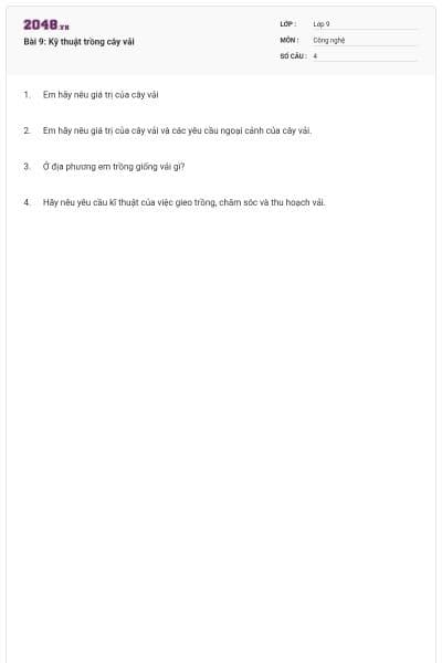 Bài 9: Kỹ thuật trồng cây vải