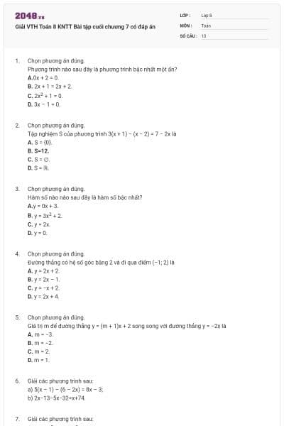 Giải VTH Toán 8 KNTT Bài tập cuối chương 7 có đáp án