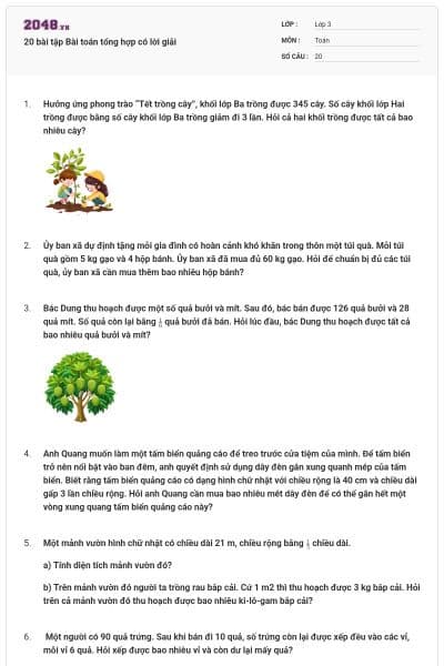 20 bài tập Bài toán tổng hợp có lời giải