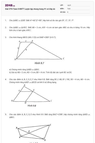 Giải VTH Toán 8 KNTT Luyện tập chung trang 91 có đáp án