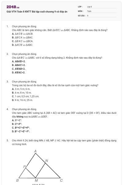 Giải VTH Toán 8 KNTT Bài tập cuối chương 9 có đáp án